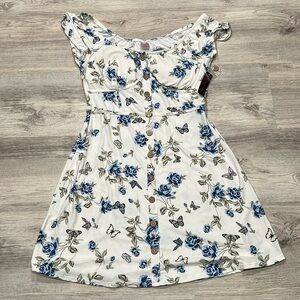 No Boundaries Juniors' Corset Button Down Dress With Butterflies